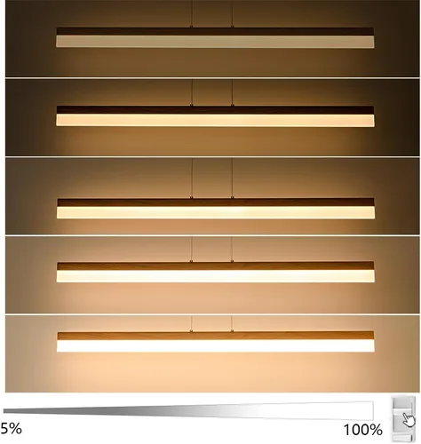 Miniatura 4 de Moderna lámpara colgante lineal LED regulable de 39 pulgadas, luz de madera para comedor, altura ajustable, luz colgante de techo de 3000 K, luz