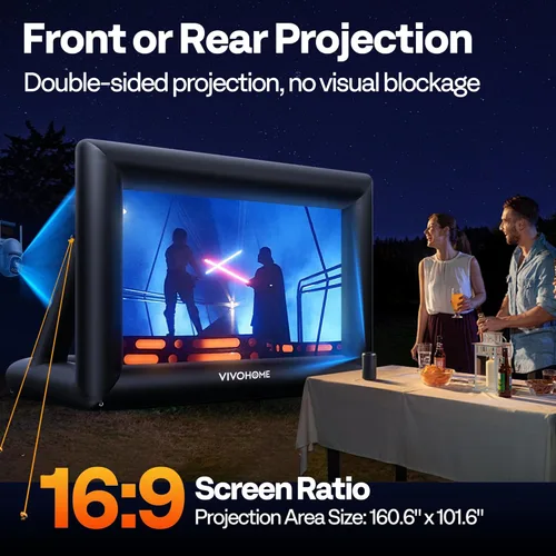 Miniatura 3 de VIVOHOME Pantalla de proyector inflable de 14 pies para exterior, pantalla de cine inflable para uso al aire libre, pantalla de TV Mega grande