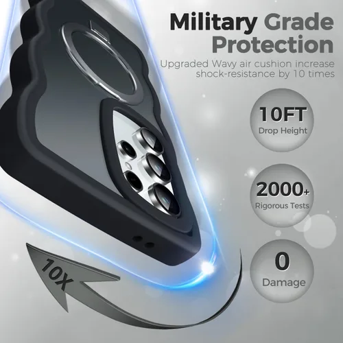 Miniatura 5 de [Soporte magnético y marco ondulado] Funda para Samsung Galaxy S24 Ultra [compatible con MagSafe] [protección militar contra caídas] no amarillenta