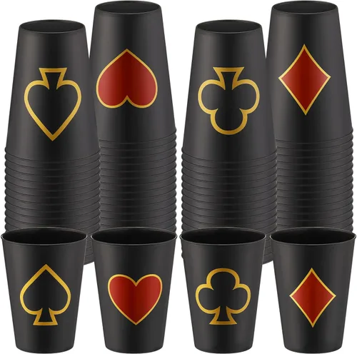 Hoolerry 72 vasos de plástico para fiestas de casino de 9 onzas, decoración de fiesta temática de casino, póker Las Vegas, vaso de chupito, juego de