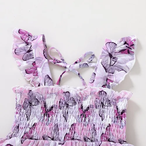 Miniatura 4 de JEELLIGULAR Vestido para niña pequeña, con volantes, sin mangas, con botones, vestido de verano para playa, casual, acampanado, vestido de verano