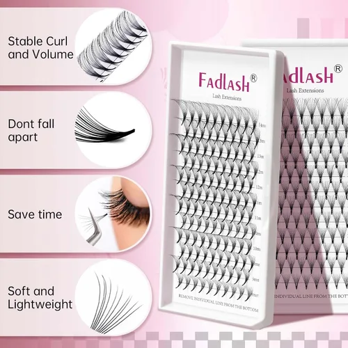Miniatura 2 de Extensiones de pestañas postizas en abanico 10D Extensiones de pestañas postizas prefabricadas 0.05 0.07 de grosor Extensiones de pestañas postizas