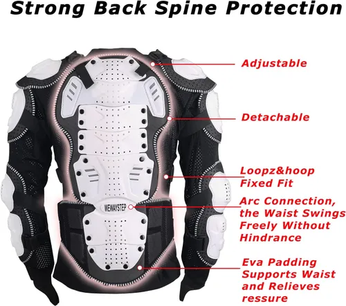 Miniatura 4 de Chaqueta protectora para motocicleta, armadura de cuerpo completo, protección para pecho y columna vertebral, equipo para bicicleta de tierra