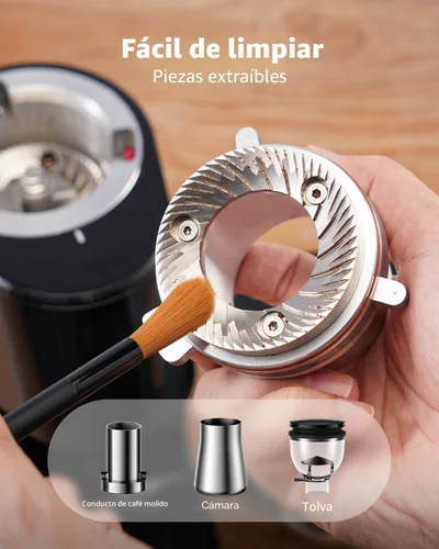 Miniatura 7 de SHARDOR Molinillo de café profesional de 64 mm con muelas con 100 ajustes de molienda y cámara totalmente metálica, molinillo de granos de café