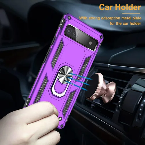 Miniatura 6 de Funda para Google Pixel 6a con protector de pantalla de vidrio templado [2 unidades], funda protectora de grado militar a prueba de golpes con Negro