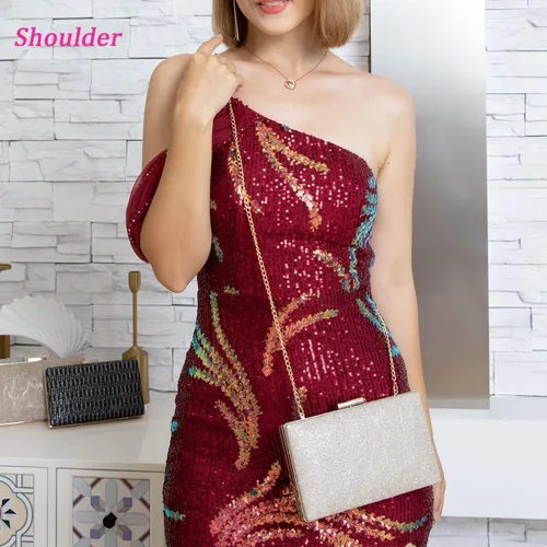 Miniatura 4 de Savatano Bolso de mano dorado, bolsos de mano dorados para mujer, para noche, boda, cóctel, fiesta, bolsa de noche, bolso cruzado de hombro..