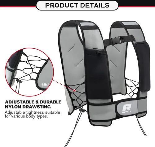 Miniatura 5 de RitFit Weighted Vest, 4lb/8lb/10lb/12lb/15lb/20lb Weight Vest with Reflective Stripes, Weight Vest Adjustable for Women and Men Workout, Strength