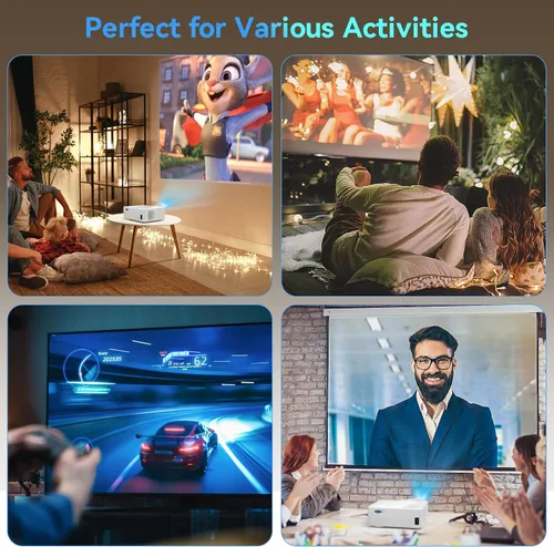 Miniatura 7 de Proyector Bluetooth WiFi 5G, proyector de cine al aire libre nativo 1080P con pantalla de 200 pulgadas, proyector de video de cine en casa 380ANSI
