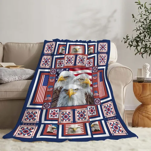 Miniatura 9 de Manta de águila con la bandera estadounidense y águila calva, regalos para niños, niñas, niños, adultos, mujeres y hombres, suave, acogedora, cálida