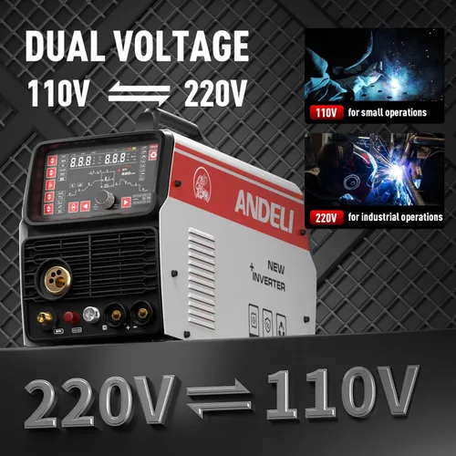 Miniatura 4 de ANDELI Soldador MIG de aluminio de 110 V/220 V 200 A, cortador de plasma de 50 A, combo de gas MIG/HF TIG/CUT/FRÍO/Stick/Flux Core MIG 6 en 1