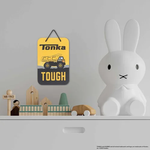Miniatura 5 de Hasbro Tonka Tough Dump Truck - Letrero de metal para colgar – Divertida decoración de pared Tonka para dormitorio de niños o sala