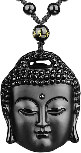 Miniatura 24 de Collar de obsidiana negra con colgante de protección y cadena de cuentas extendida, amuleto de piedra de cristal curativo para hombres y mujeres