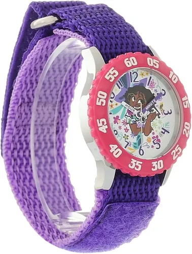 Miniatura 3 de Disney Reloj analógico con correa de nailon para niños, Morado, Reloj de cuarzo