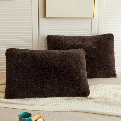 Miniatura 9 de LIFEREVO Paquete de 2 fundas de almohada de piel sintética esponjosa, fundas de almohada cuadradas de 18 x 18 pulgadas, fundas de almohada Blanco