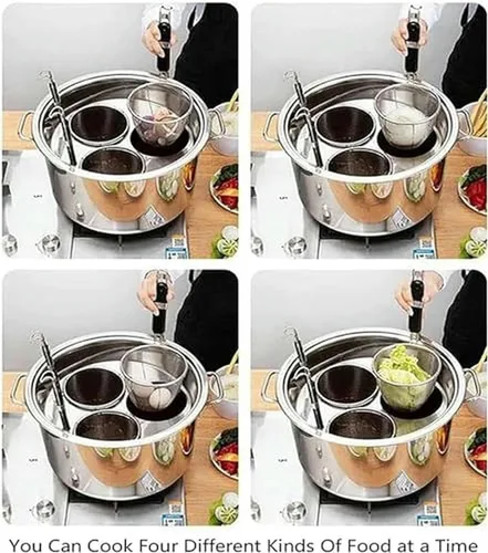 Miniatura 3 de Olla para Pasta De Acero Inoxidable, Juego De Olla para Pasta Con Cesta para Insertar, 4 Agujeros