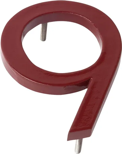 Miniatura 9 de Montague Metal Products MHN-06-F-BR1-2 Números flotantes modernos de aluminio cepillado sólido, 6 pulgadas, ladrillo rojo con recubrimiento en polvo