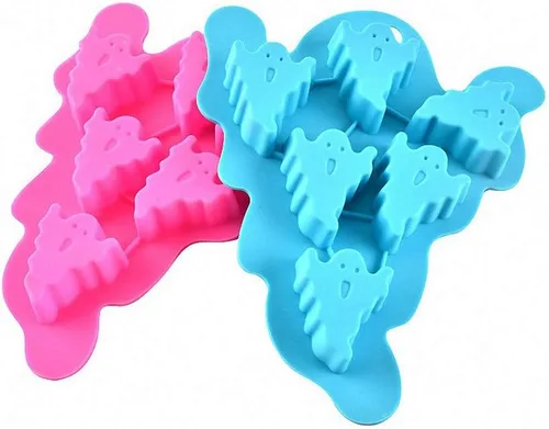 Miniatura 5 de Juego de 3 bandejas de cubitos de hielo fantasma, moldes de silicona fantasma para fiesta de Halloween, fondant de chocolate, gelatina de caramelo