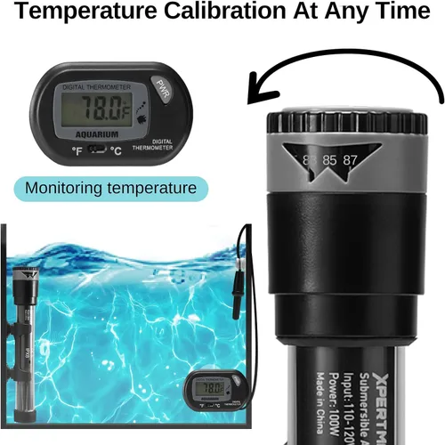 Miniatura 5 de SainSmart XpertMatic - Calentador de acuario sumergible, calentador de pecera de 100 W, termostato ajustable con ventosa, para agua salada marina