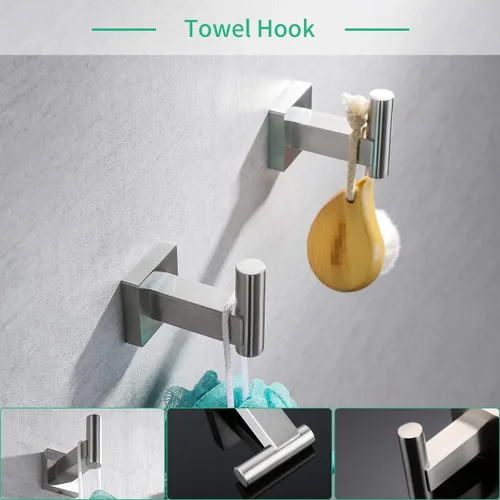 Miniatura 5 de Miyili BS02N5 - Juego de accesorios de baño de 5 piezas para montaje en pared de acero inoxidable cepillado, incluye toallero doble, toallero