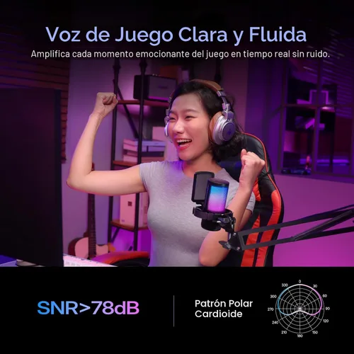 Miniatura 4 de MAONO Micrófono USB para juegos, Micrófono condensador con cancelación de ruido con silencio, ganancia, monitoreo, micrófono de brazo de boom