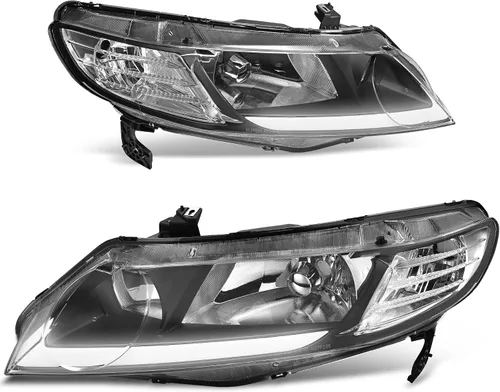 AUTOSAVER88 Conjunto de faros LED DRL compatible con Civic Sedan 2006-2011 de 4 puertas, par de repuesto con luz de circulación diurna, carcasa