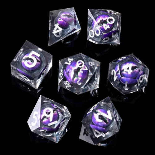 Miniatura 10 de DND Juego de dados de 8 piezas con ojo de dragón extra D20-Beholder's Eye Liquid Core Sharp Edge Resina poliédrica hecha a mano 2 × D20 D4 D6 D8 D10