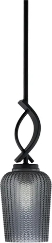 Miniatura 144 de Toltec Lighting Cavella Stem Colgado Mini colgante, acabado grafito, vidrio de muselina blanca de 4 pulgadas