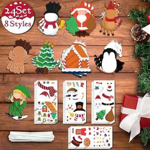 Miniatura 4 de LINAYE Adornos de Navidad para niños y bebés, 24 piezas. Kit de manualidades para hacer tu propio adorno de Navidad. Ideal para bolsas de regalo