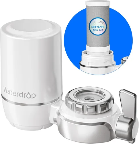 Waterdrop Filtro de agua para grifo de fregadero, purificador de agua certificado NSF, filtro de agua del grifo de 320 galones para fregadero de