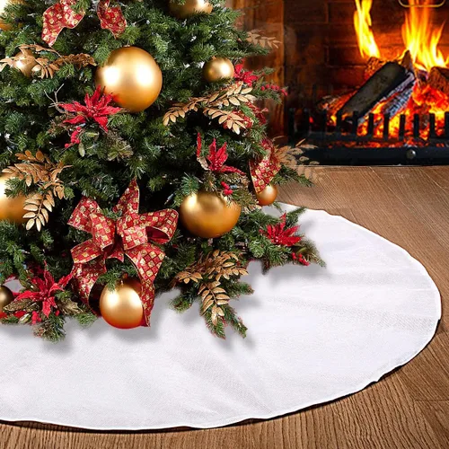 Miniatura 8 de Falda de árbol de Navidad blanca lisa de 30 pulgadas, pequeña doble capa, falda de árbol de arpillera suave para fiesta de Navidad, decoración