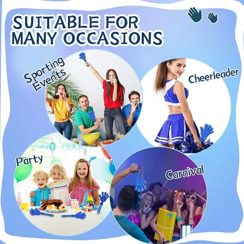 Miniatura 6 de 36 pinzas de mano color azul rey de 7.5 pulgadas para hacer ruido, regalos de fiesta, plástico para fiestas, eventos deportivos, bailar, bailar