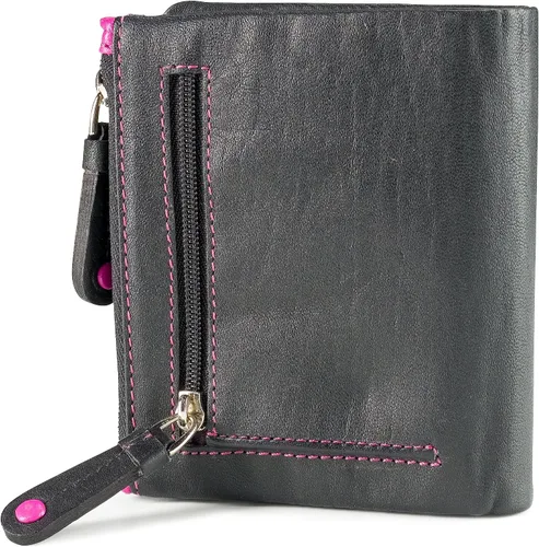 Miniatura 3 de Visconti Mojito M77 - Cartera compacta de piel suave, multicolor, 3.5 x 4.3 pulgadas, Negro Multi, Cartera con cremallera