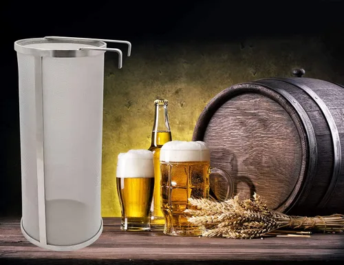 Miniatura 6 de Hop Hopper - Filtro de cesta de araña para cerveza casera, cerveza y té, fermentador, acero inoxidable 304, malla de 300 micrones, 4 x 10 pulgadas