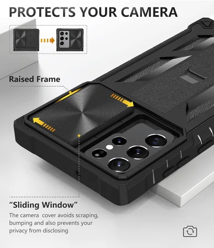 Miniatura 3 de Funda para Samsung Galaxy S22 Ultra 5G: Cubierta protectora de teléfono resistente de grado militar a prueba de caídas con soporte incorporado