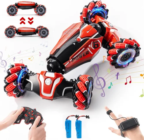 Miniatura 8 de Auto de acrobacias RC con detección de gestos, 2.4 GHz 4WD, control remoto, sensor de gestos, auto de juguete con control remoto de deriva con giros