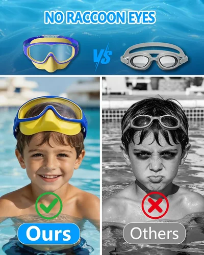 Miniatura 3 de Gafas de natación para niños de 3 a 15 años con tapones para los oídos, marco grande, gafas de natación antivaho/UV para niños, niñas y bebés, 2