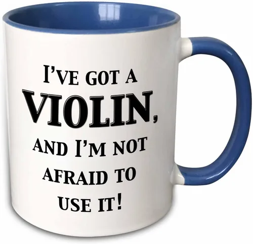 Miniatura 10 de 3dRose I've Got A Violin and I'M Not Afraid to Use It - Taza de 11 onzas, color negro