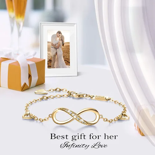 Miniatura 8 de Billie Bijoux Pulsera ajustable de plata de ley 925 con símbolo de amor infinito infinito para mujer
