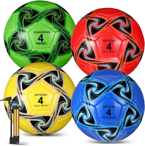 Miniatura 9 de Jenaai 4 pelotas de fútbol a granel con bomba y bolsa, pelota de fútbol desinflada, entrenamiento deportivo para adultos y adolescentes, fútbol