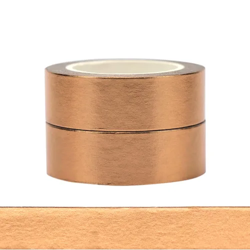 NatSumeBasics Cinta Washi de Lámina de Bronce Delgada Metálica 2 piezas 0.6" x 32 pies. Cintas de Enmascarar Decorativas de Latón para Manualidades