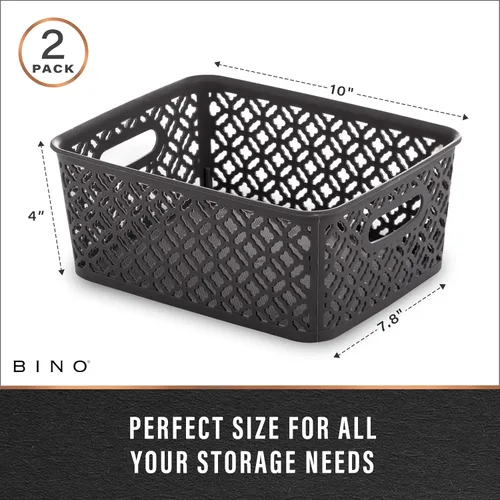 Miniatura 3 de BINO l Cestas de Almacenamiento de Plástico, Medianas - Gris LA COLECCIÓN THE BLOSSOM l Contenedor Multiusos Organizador l Con Manija Integrada l