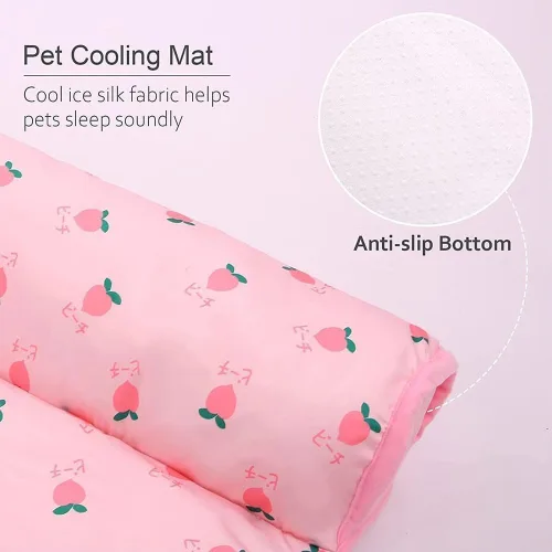 Miniatura 3 de FETNHU Tapete refrescante de seda de hielo para perros y gatos, cama refrescante para gatos y perros con almohada, bonita cama refrescante