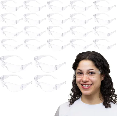 Miniatura 20 de SAFE HANDLER Gafas de seguridad con patillas de color transparente Talla única, para adultos, jóvenes, lentes de policarbonato protector