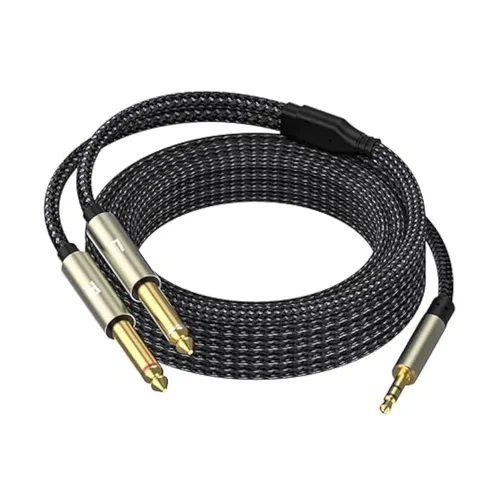 Miniatura 5 de Cable estéreo de 0.138 in, cable de audio, 3.3 pies, 1/8 TRS a Dual 1/4 TS Mono, adaptador de cable divisor en Y, compatible con iPhone, PC, CD