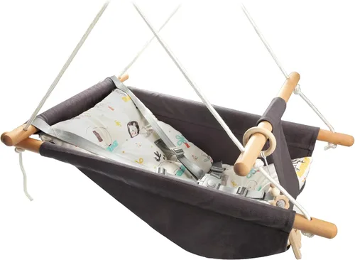 Miniatura 9 de Columpio para bebé al aire libre e interior para bebés y niños pequeños, columpio portátil ajustable para porche con cinturón de seguridad de 5 Gris