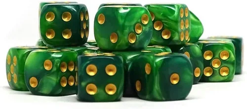 Miniatura 20 de Paquete de 25 dados D6 de 0.472 pulgadas, colección a juego de 6 dados con pipas (granito amarillo y negro)