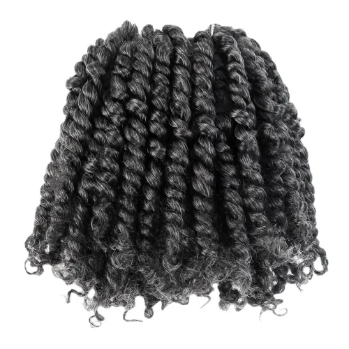 Miniatura 27 de Pelo Passion Twist de 8 pulgadas, trenzas de ganchillo pretrenzadas, paquetes de 8 paquetes (1B/negro natural)