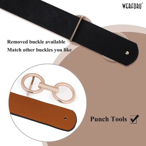 Miniatura 6 de Cinturón de cuero reversible para mujer, cinturón de cuero con anillo tórico dos en uno para vestido de jeans