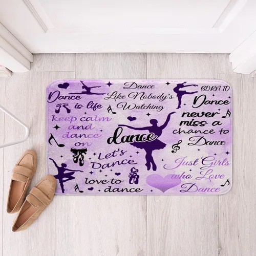 Miniatura 16 de Alfombras de baño de bailarina para niños, diseño de estrellas y corazones con notas musicales, decoración de habitación de niñas y mujeres