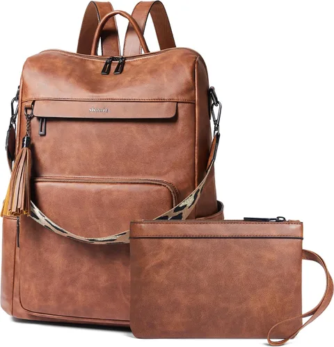 Miniatura 11 de Shrrie - Mochila vegana de cuero para laptop de 14 pulgadas para mujer, mochila de trabajo, mochila de moda, mochila de viaje, bolso para negocios